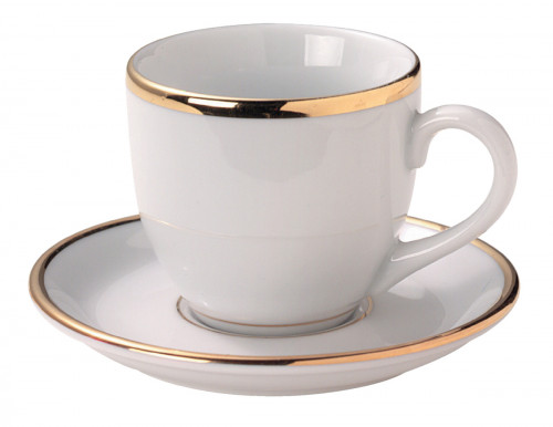 Tasse à expresso rond blanc porcelaine 10 cl Roma Filet Or
