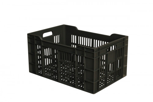 Caisse ajourée Sans couvercle gris plastique 60x40x30 cm 60 L fond ajouré parois ajourées Gilac