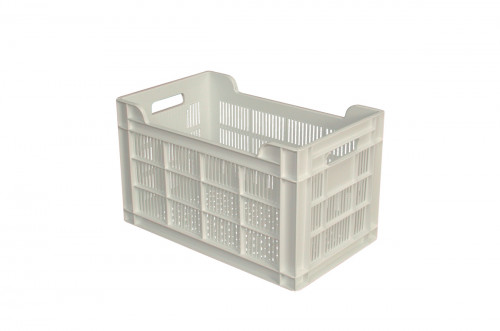 Caisse ajourée Sans couvercle blanc plastique 50x30x30 cm 32 L fond ajouré parois ajourées Gilac