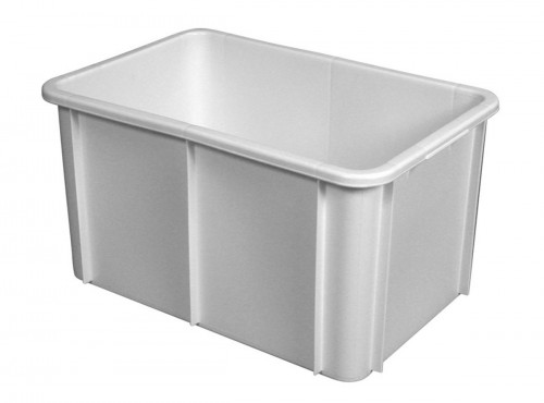 Bac Sans couvercle blanc plastique 60x40x31,5 cm 55 L fond plein parois pleines Gilac
