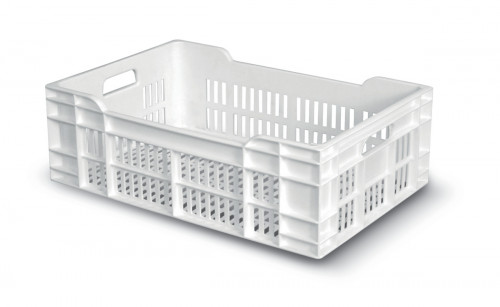 Caisse ajourée Sans couvercle blanc plastique 60x40x20 cm 40 L fond ajouré parois ajourées Gilac