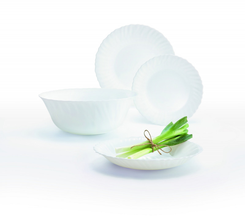 Assiette plate rond blanc verre opal Ø 19 cm Feston Luminarc