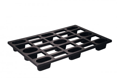 Palette de stockage rectangulaire noir plastique 80x120x15,5 cm 250 kg 500 kg Gilac