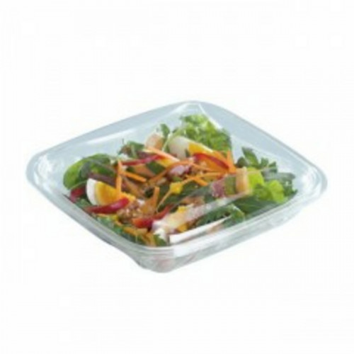 Barquette avec couvercle carré transparent 19x19x3,5 cm 75 cl Crudipack Alphaform (70 pièces)
