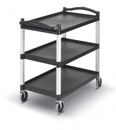 Chariot de service plastique noir 3 niveaux 101,5x54x95 cm 180 kg Cambro