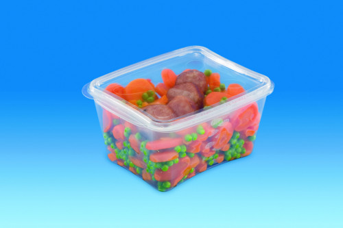 Boîte avec couvercle rectangulaire transparent 15,8x13x5,5 cm 90 cl Prestipack Alphaform (30 pièces)