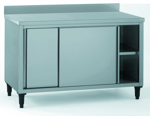 Meuble bas inox 180x70x90 cm Avec dosseret Avec étagère Tournus