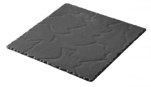 Assiette plate carré noir porcelaine culinaire 25x25 cm Basalt Revol