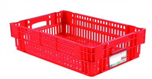 Caisse ajourée Sans couvercle rouge plastique 60x40x14,6 cm 27 L fond ajouré parois ajourées Gilac