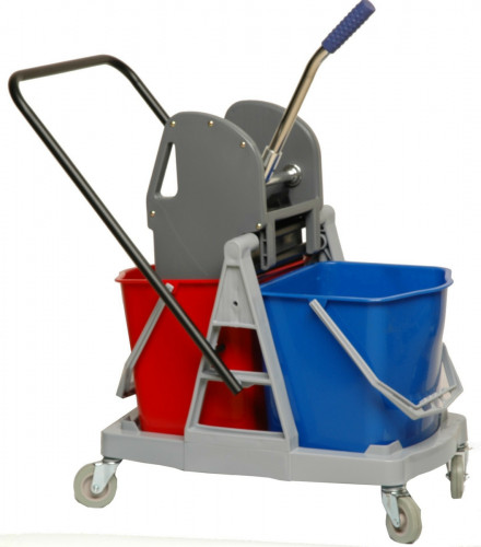 Chariot de ménage avec presse 2 seaux gris 17,5 L Thomas