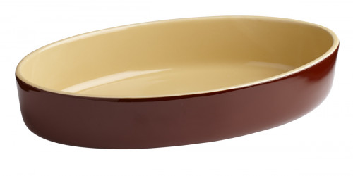 Plat sabot ovale brun grès émaillé 21x14 cm Pro.mundi