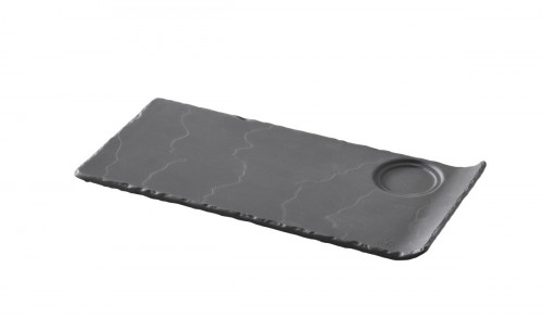 Sous-tasse à thé / déjeuner gourmand rectangulaire noir porcelaine culinaire 29 cm Basalt Revol