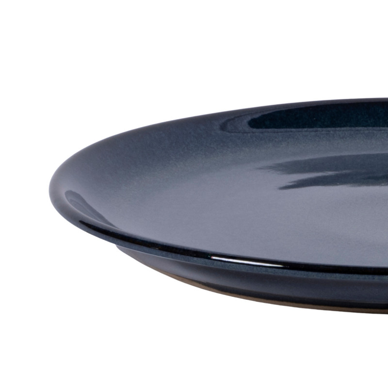 Assiette plate rond bleu grès émaillé Ø 27 cm Gres Couleur Pro.mundi