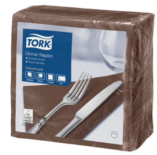 Serviette marron ouate de cellulose 39x39 cm Tork (150 pièces)