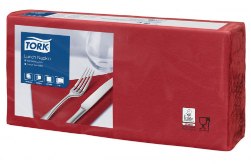 Serviette bordeaux ouate de cellulose 33x33 cm Tork (200 pièces)