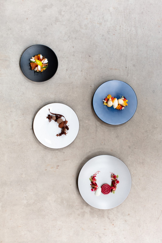 Assiette coupe plate rond bleu porcelaine culinaire Ø 21,5 cm Equinoxe Revol