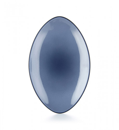 Assiette plate ovale bleu porcelaine culinaire 35x22 cm Equinoxe Revol