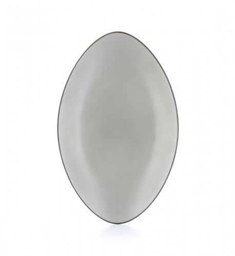 Assiette plate ovale gris porcelaine culinaire 35x22 cm Equinoxe Revol