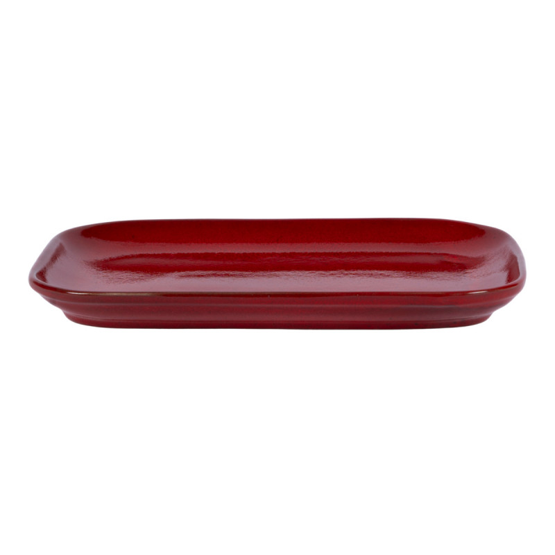 Assiette à steak rectangulaire rouge grès émaillé 34,5x23,5 cm Gres Couleur Pro.mundi