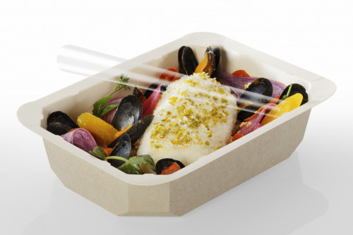 Barquette rectangulaire beige 19,2x13,7x5,7 cm 100 cl Barquettes Food Alphaform (65 pièces)