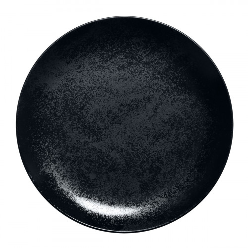 Assiette coupe plate rond noir porcelaine vitrifiée Ø 15 cm Karbon Rak