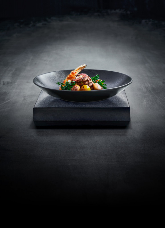 Assiette coupe creuse rond noir porcelaine vitrifiée Ø 22,2 cm Karbon Rak