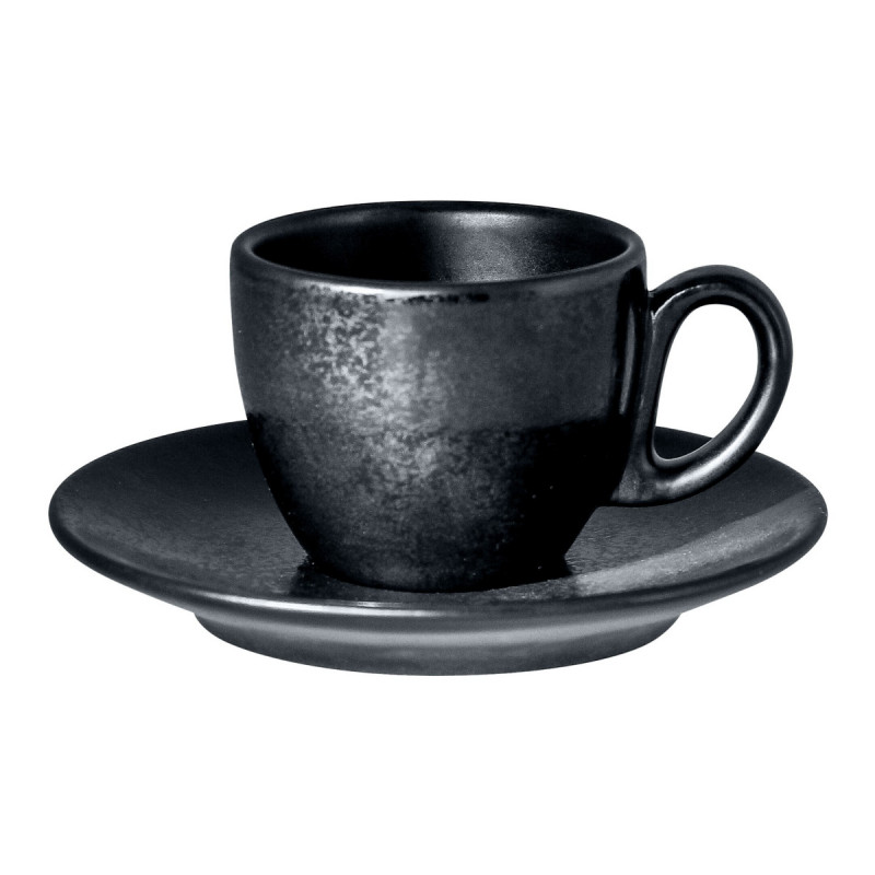 Sous-tasse à expresso rond noir porcelaine vitrifiée Ø 12,5 cm Karbon Rak