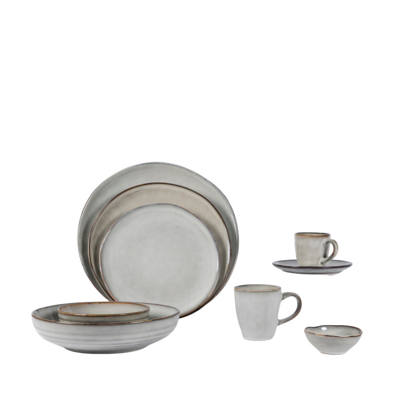 Assiette plate rond gris grès émaillé Ø 24 cm Sky Pro.mundi