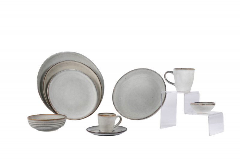 Assiette plate rond gris grès émaillé Ø 24 cm Sky Pro.mundi