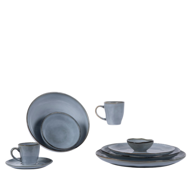 Assiette plate rond bleu grès émaillé Ø 24 cm Sky Pro.mundi