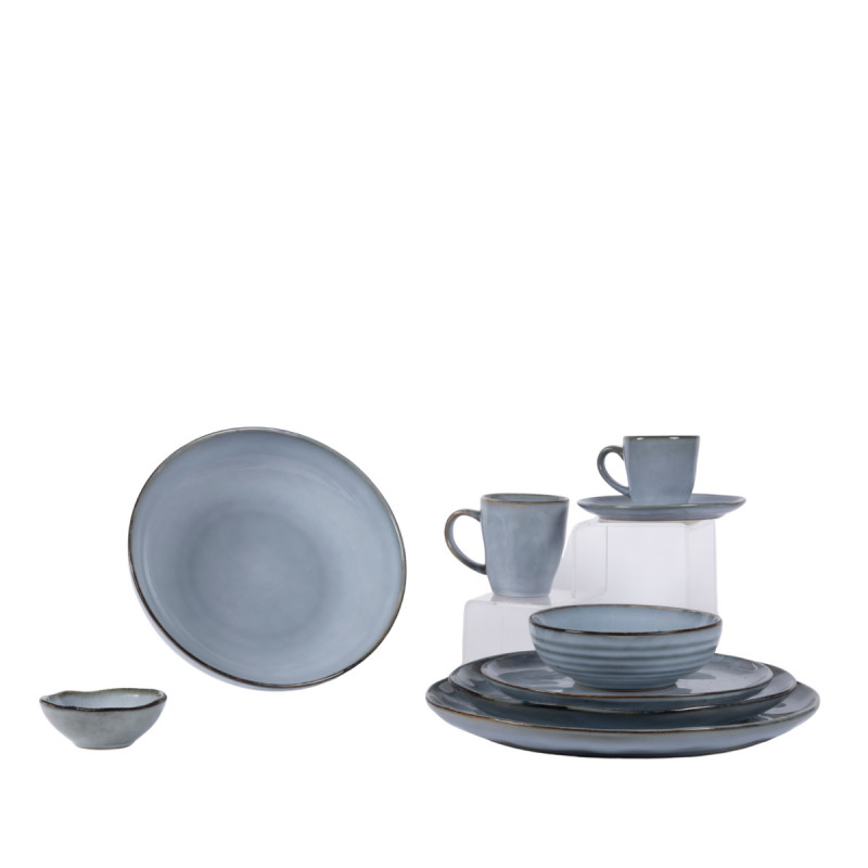 Assiette plate rond bleu grès émaillé Ø 24 cm Sky Pro.mundi