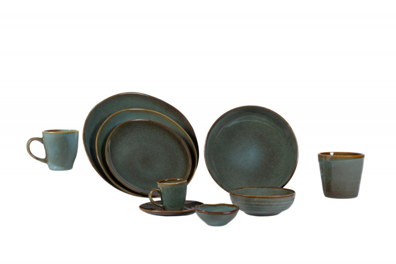 Assiette plate rond vert grès émaillé Ø 24 cm Sky Pro.mundi