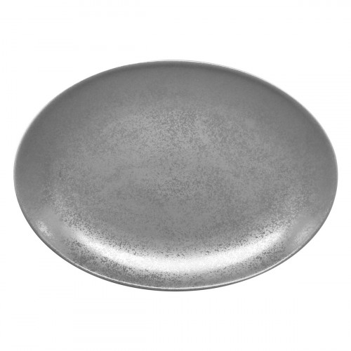Plat ovale gris porcelaine vitrifiée 32x23 cm Shale Rak