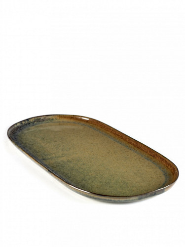 Assiette plate ovale indi grey grès émaillé 35,5x17 cm Surface Serax