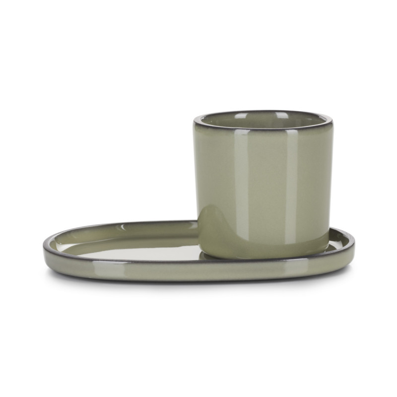 Sous-tasse à expresso ovale vert porcelaine culinaire 13,5 cm Caractère Revol