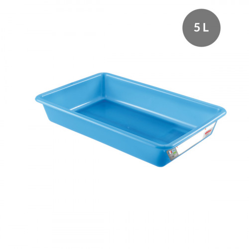 Bac plat HACCP Sans couvercle bleu plastique 44x28,5x7,5 cm 5 L fond plein parois pleines Gilac