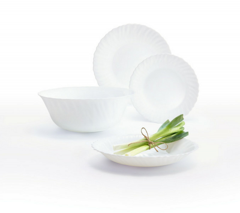 Assiette creuse rond blanc verre opal Ø 23 cm Feston Luminarc
