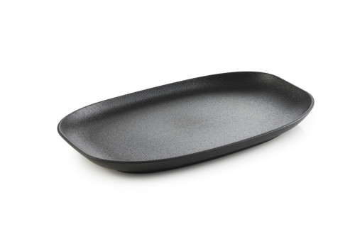 Assiette plate rectangulaire noir porcelaine culinaire 29x17,8 cm Club Revol