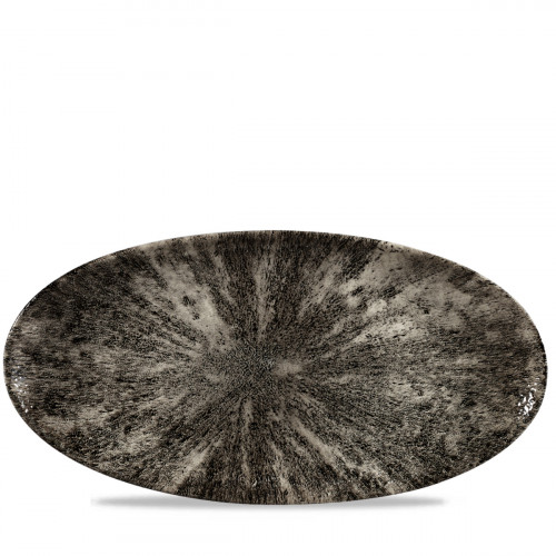 Assiette plate ovale noir porcelaine vitrifiée 34,7x17,3 cm Stone Quartz Churchill
