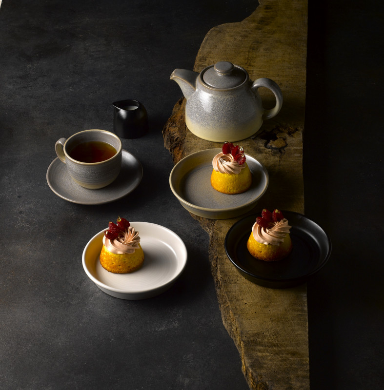 Assiette coupe plate rond gris porcelaine Ø 20,5 cm Evo Granite Dudson