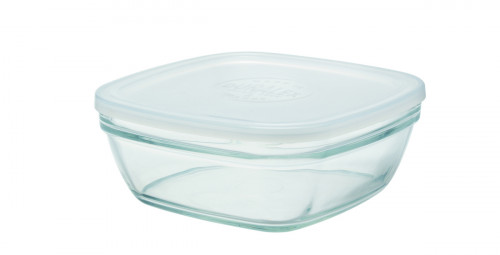 Boîte avec couvercle carré transparent verre trempé 23,2 cm Freshbox Duralex