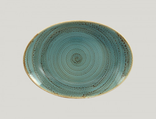 Plat ovale bleu porcelaine vitrifiée 32 cm Twirl Rak