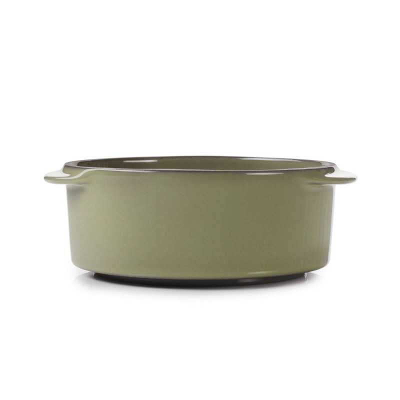 Cocotte sans couvercle rond vert porcelaine culinaire Ø 12 cm Caractère Revol