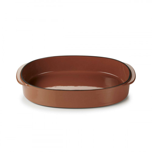 Plat ovale rouge porcelaine culinaire 34 cm Caractère Revol