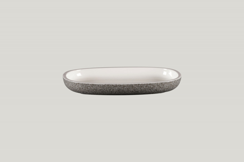 Plat ovale gris porcelaine vitrifiée 23 cm Rakstone Ease Rak
