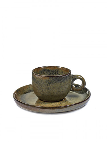 Tasse et sous-tasse à expresso gris grès émaillé 10 cl Ø 6,5 cm Surface Serax