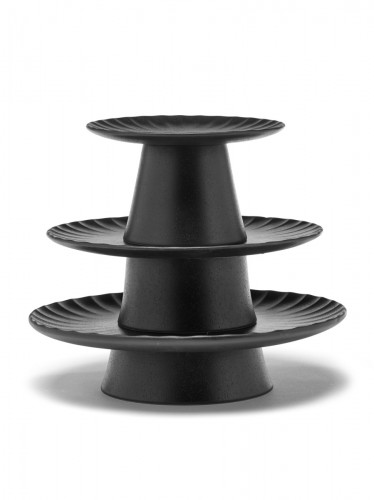Présentoir à pâtisserie rond noir grès émaillé Ø 15 cm Inku Serax