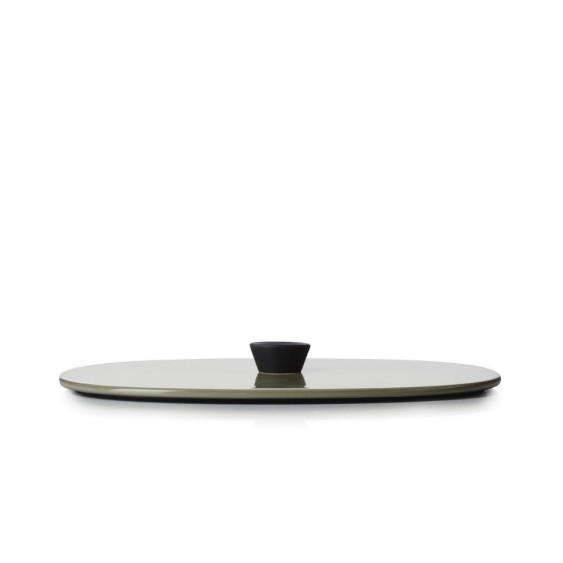 Couvercle pour plat ovale vert porcelaine culinaire 19x13 cm Caractère Revol