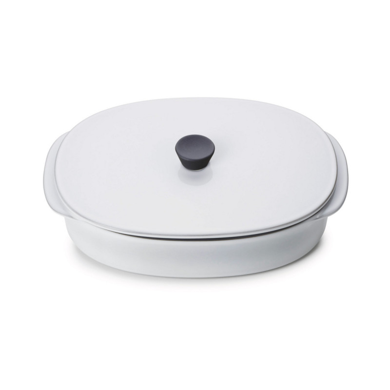 Plat avec couvercle ovale blanc porcelaine culinaire 26x18,5 cm Caractère Revol