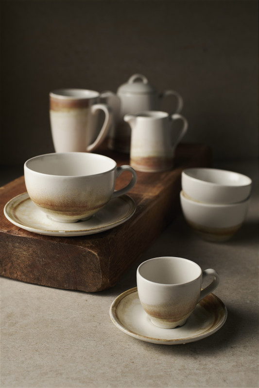 Tasse à cappuccino beige porcelaine vitrifiée 22,7 cl Ø 9,5 cm Finca Sanstone Dudson